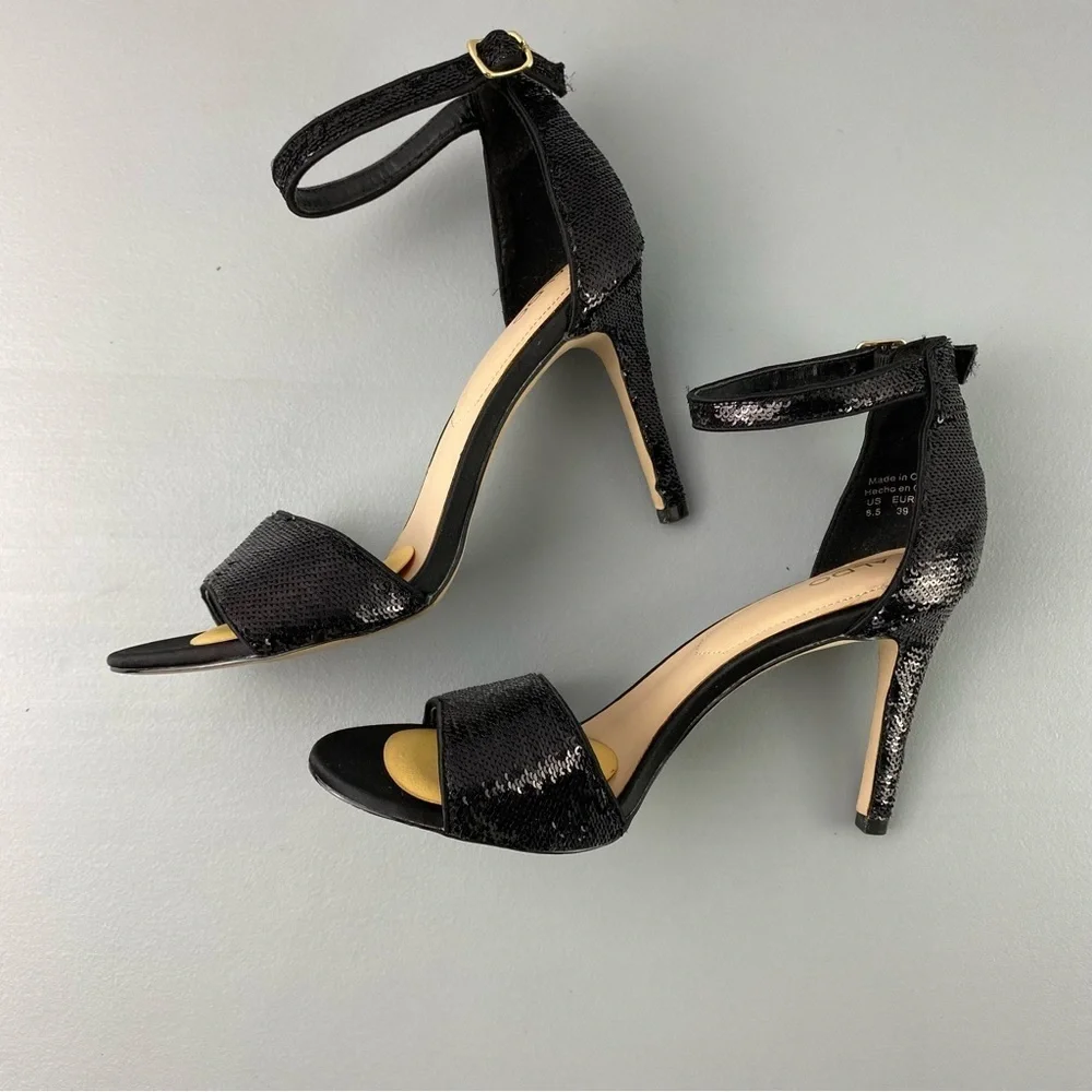 ALDO Black Sequin High Stilletto Formal Heels Women's size 8.5